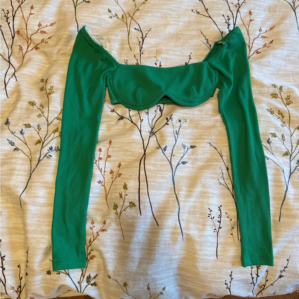 Princess Polly Vibrant Green Ribbed Top